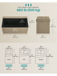 LEDREM Storage Ottoman, Foldable Storage Bench, 38 X 76 X 38 Cm, Flipping Lid, 300 Kg Load Capacity, For Hallway, Living Room - thumbnail 5