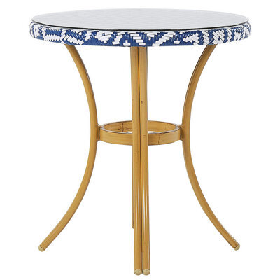 Beliani Bistro Table Rifreddo 70 Cm 70 Cm Tempered Glass Blue - image 1