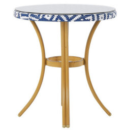Beliani Bistro Table Rifreddo 70 Cm 70 Cm Tempered Glass Blue - thumbnail 1