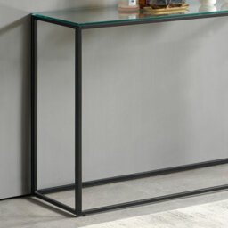 The Furniture Market Monza Glass Console Hall Table With Black Frame - thumbnail 5