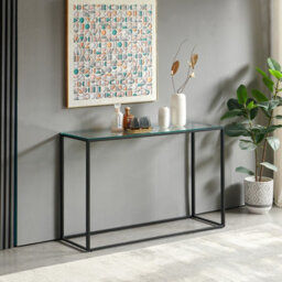 The Furniture Market Monza Glass Console Hall Table With Black Frame - thumbnail 4