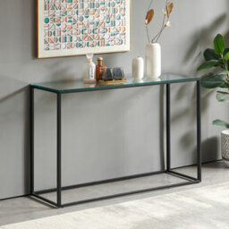 The Furniture Market Monza Glass Console Hall Table With Black Frame - thumbnail 3