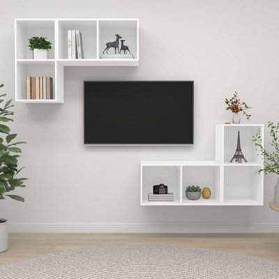 Berkfield Wall-Mounted Tv Cabinets 4 Pcs White Engineered Wood - image 1