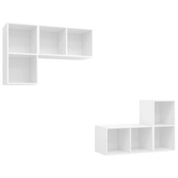 Berkfield Wall-Mounted Tv Cabinets 4 Pcs White Engineered Wood - thumbnail 2