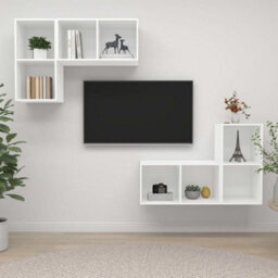Berkfield Wall-Mounted Tv Cabinets 4 Pcs White Engineered Wood - thumbnail 1