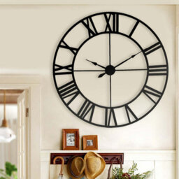 60Cm Large Skeleton Metal Roman Wall Clock Big Numerals Giant Open Round Face Uk - thumbnail 7