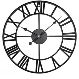 60Cm Large Skeleton Metal Roman Wall Clock Big Numerals Giant Open Round Face Uk - thumbnail 1