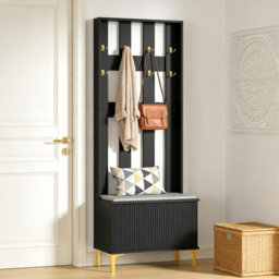 Hygrad Built to Survive Coat Rack Stand With 2 Tier Shoe Storage Bench Clothes Hat Stand Hanger 8 Hooks - thumbnail 2