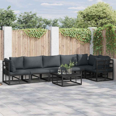 Berkfield Garden Sofa Set With Cushion 6 Pcs Black Aluminium - image 1