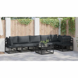 Berkfield Garden Sofa Set With Cushion 6 Pcs Black Aluminium - thumbnail 4