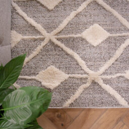Loomed Grey White Diamond Geometric Plush Scandi Area Rug 160X230Cm - thumbnail 6