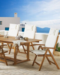 Beliani Set Of 6 Garden Chairs With Cushions Java Acacia Wood Off-White - thumbnail 2