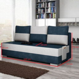 Three Seater Two Coloured Sofa Bed Atila With Storage Violet And Pink - thumbnail 5