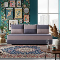 Three Seater Two Coloured Sofa Bed Atila With Storage Violet And Pink - thumbnail 2