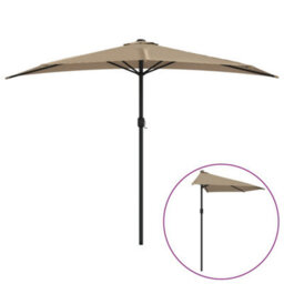 Berkfield Balcony Parasol With Aluminium Pole Taupe 300X150 Cm Half - thumbnail 2