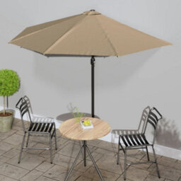 Berkfield Balcony Parasol With Aluminium Pole Taupe 300X150 Cm Half - thumbnail 1