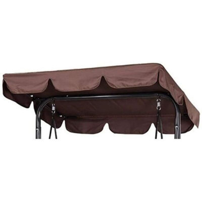 (Brown, 190X132X15 Cm) - 210D Waterproof Three-Seater Garden Swing Awning Replacement Parasol Uv - image 1