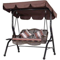 (Brown, 190X132X15 Cm) - 210D Waterproof Three-Seater Garden Swing Awning Replacement Parasol Uv - thumbnail 2