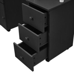 Living And Home Black Wooden Dressing Table Mirror Desk With 4 Castors And Dust Collector - thumbnail 3