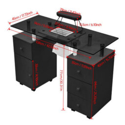 Living And Home Black Wooden Dressing Table Mirror Desk With 4 Castors And Dust Collector - thumbnail 8