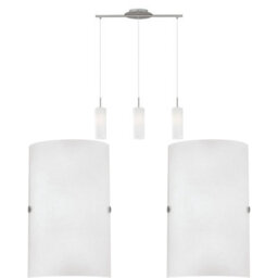 Satin Nickel Ceiling Pendant Light With Matching Wall Sconces - Modern Triple Lamp Set - thumbnail 1