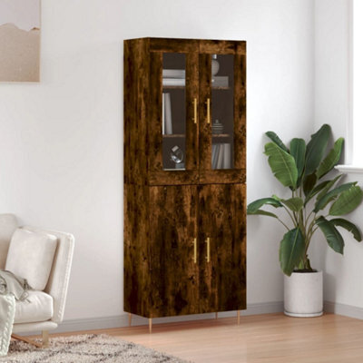 Berkfield Highboard Smoked Oak 69.5X34X180 Cm Engineered Wood - image 1