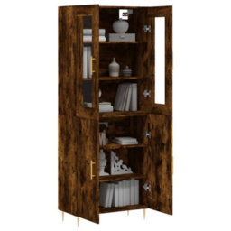 Berkfield Highboard Smoked Oak 69.5X34X180 Cm Engineered Wood - thumbnail 3