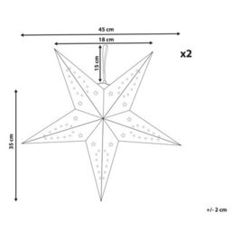 Beliani Set Of 2 Hanging Decorations Led Motti Star 45 Cm Black - thumbnail 3