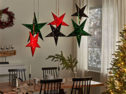 Beliani Set Of 2 Hanging Decorations Led Motti Star 45 Cm Black - thumbnail 2