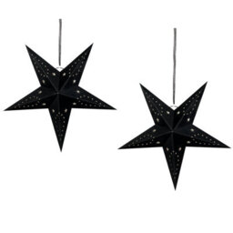 Beliani Set Of 2 Hanging Decorations Led Motti Star 45 Cm Black - thumbnail 1