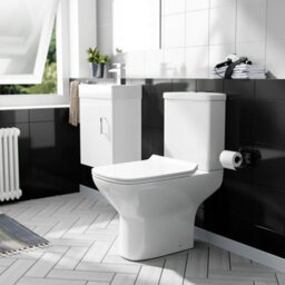 Nes Home 400mm Wall Hung Basin Vanity Cabinet And Close Coupled Toilet Wc Pan Carder - thumbnail 4