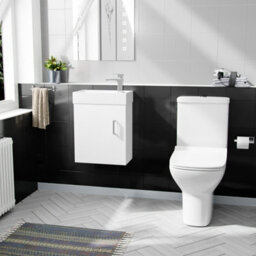 Nes Home 400mm Wall Hung Basin Vanity Cabinet And Close Coupled Toilet Wc Pan Carder - thumbnail 3