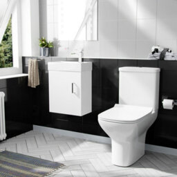 Nes Home 400mm Wall Hung Basin Vanity Cabinet And Close Coupled Toilet Wc Pan Carder - thumbnail 5