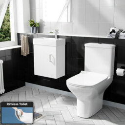 Nes Home 400mm Wall Hung Basin Vanity Cabinet And Close Coupled Toilet Wc Pan Carder - thumbnail 2