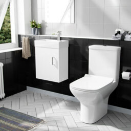 Nes Home 400mm Wall Hung Basin Vanity Cabinet And Close Coupled Toilet Wc Pan Carder - thumbnail 1