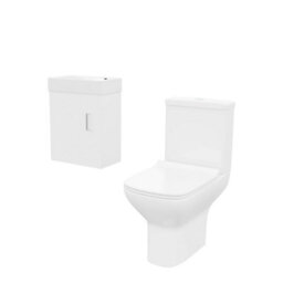 Nes Home 400mm Wall Hung Basin Vanity Cabinet And Close Coupled Toilet Wc Pan Carder - thumbnail 8