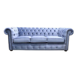 Chesterfield Handmade 3 Seater Sofa Medici Air Force Blue Fabric In Classic Style