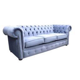 Chesterfield Handmade 3 Seater Sofa Medici Air Force Blue Fabric In Classic Style - thumbnail 2