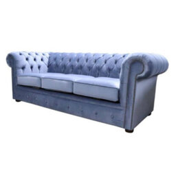 Chesterfield Handmade 3 Seater Sofa Medici Air Force Blue Fabric In Classic Style - thumbnail 3