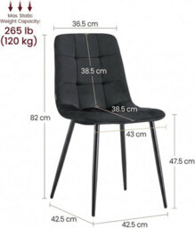 Doubs Dining Table Set With 6 Black Velvet Chairs 120Cm Natural Wood Table - thumbnail 5