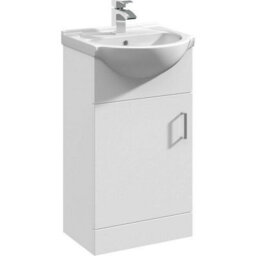 Affine 450mm Bathroom Vanity Unit & Basin Sink Floorstanding Gloss White Tap + Waste - thumbnail 5