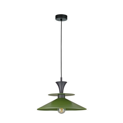Luminosa Lighting Luminosa Della Dome Pendant Ceiling Light Black, Green 1X E27 - image 1