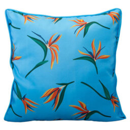 Scatter Cushion Birds Of Paradise Design Piping Edge Soft 45Cm X 45Cm Blue X 1 - thumbnail 1