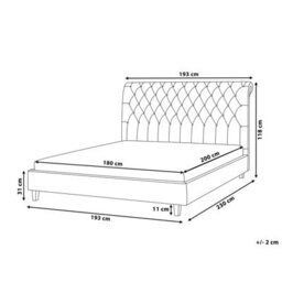 Beliani Bed Fabric Reims 180 X 200 Cm (Eu Super King) Beige - thumbnail 3