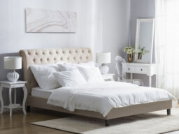 Beliani Bed Fabric Reims 180 X 200 Cm (Eu Super King) Beige - thumbnail 2