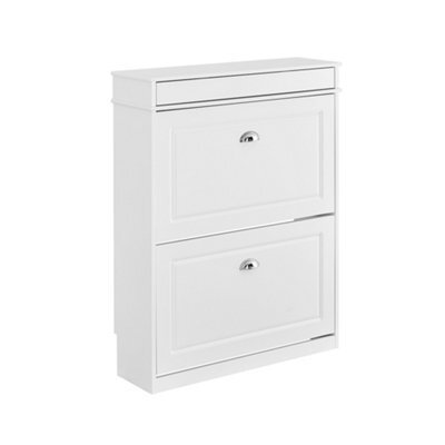 Sobuy Fsr78-L-W, Shoe Rack Cabinet With 2 Flip Drawers, Slim Shoe Storage Cabinet Hallway, Entryway,white,w75Xd24Xh96.5 - image 1