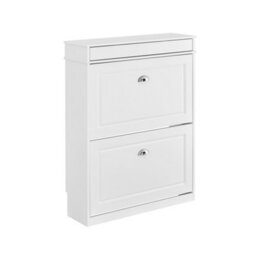 Sobuy Fsr78-L-W, Shoe Rack Cabinet With 2 Flip Drawers, Slim Shoe Storage Cabinet Hallway, Entryway,white,w75Xd24Xh96.5 - thumbnail 1