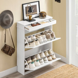 Sobuy Fsr78-L-W, Shoe Rack Cabinet With 2 Flip Drawers, Slim Shoe Storage Cabinet Hallway, Entryway,white,w75Xd24Xh96.5 - thumbnail 5