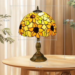 Wyld Haus Limo Baka Orange Sunflower Stained Glass Table Lamp 48Cm - E27, Brass Base - thumbnail 3