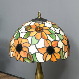 Wyld Haus Limo Baka Orange Sunflower Stained Glass Table Lamp 48Cm - E27, Brass Base - thumbnail 6